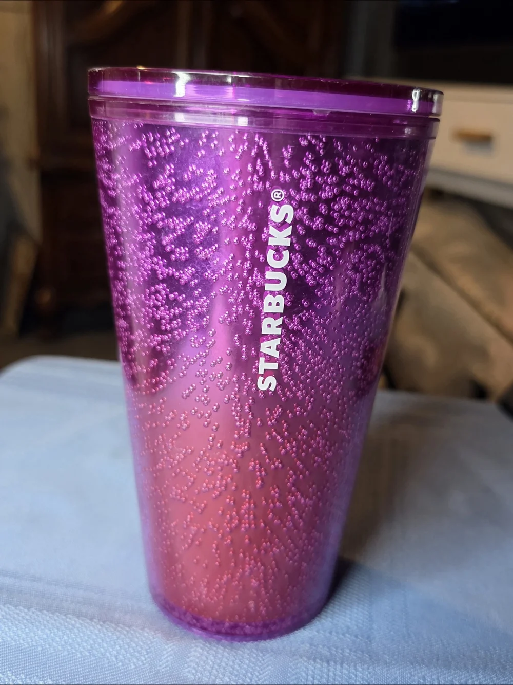 Starbucks 16 oz Purple Jeweled Studded Tumbler Reusable Cold Cup Glitter Texture